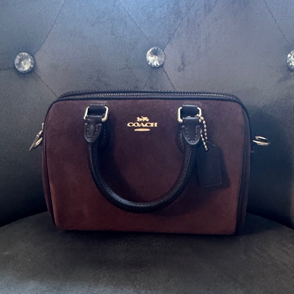 Coach Dark Brown Suede Satchel - Picture 1 of 3